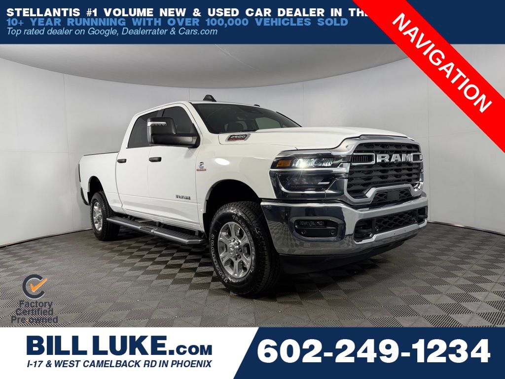 Bright White Clearcoat 2025 RAM 2500 Big Horn Crew Cab 4WD Pickup Truck Four-Wheel Drive 8-Speed Automatic