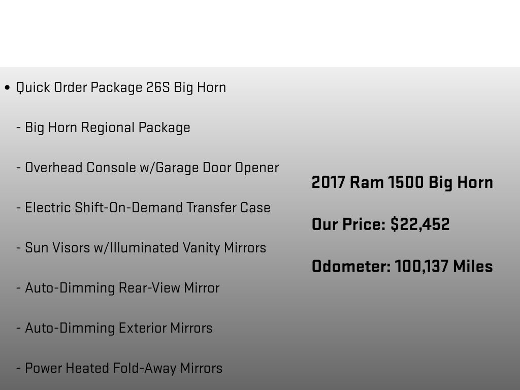2017 Ram 1500 Big Horn White at Luther Ford