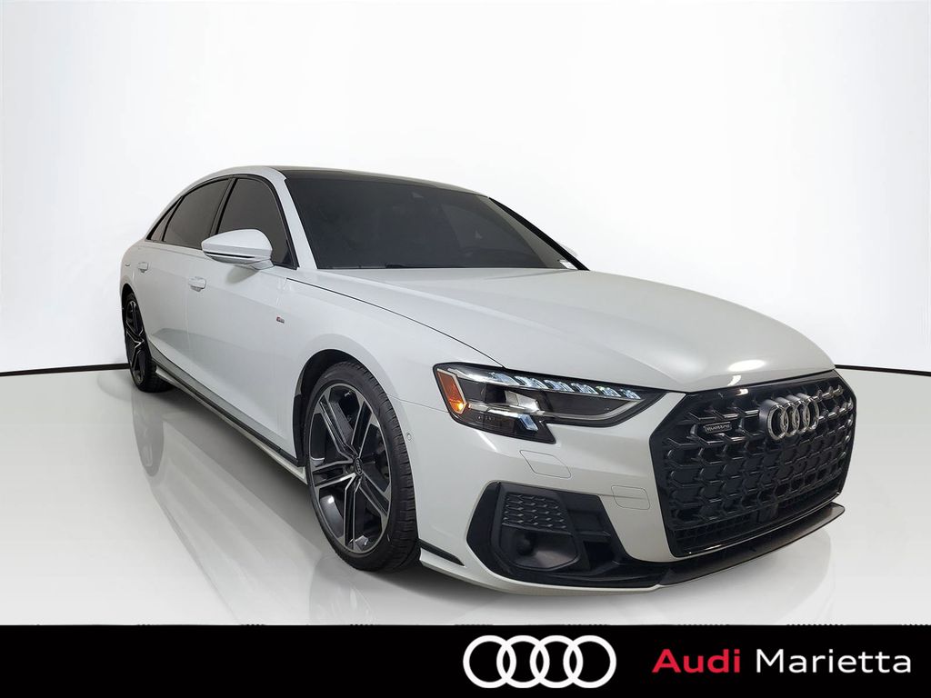 Glacier White 2025 Audi A8 Sedan All-Wheel Drive 8-Speed Automatic