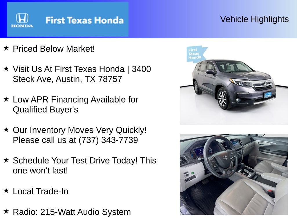 Used Car 2020 Honda Pilot  Ex-l For Sale Under $25,000 In Austin, Texas