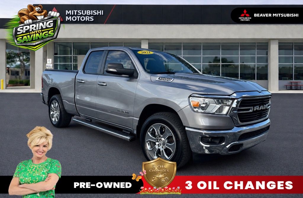 Billet Silver Metallic 2021 RAM 1500 Big Horn Quad Cab 4WD Pickup Truck Four-Wheel Drive 8-Speed Automatic