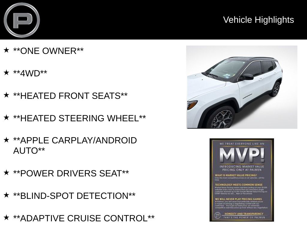 2025 Bright White Clearcoat Jeep Compass Limited 4X4 SUV