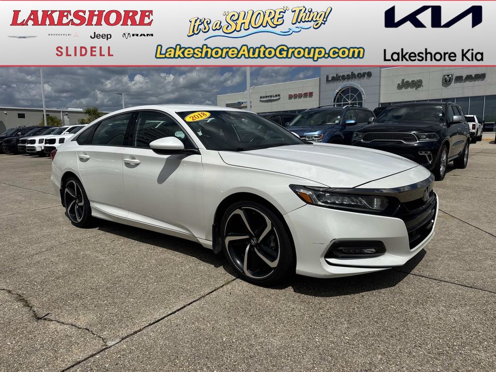 Platinum White 2018 Honda Accord Sedan Front-Wheel Drive Continuously Variable Transmission