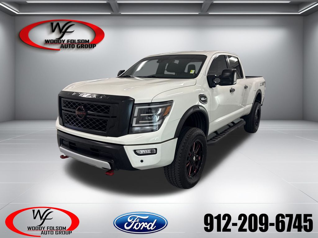 Glacier White 2023 Nissan Titan Pickup Truck Four-Wheel Drive 9-Speed Automatic