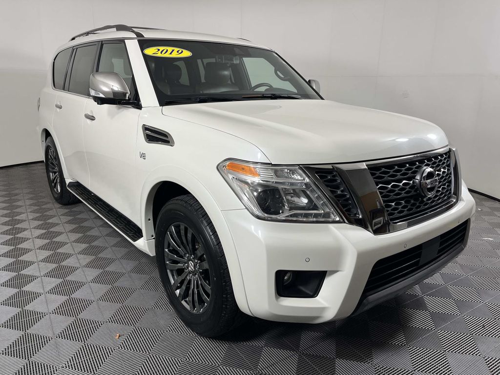 Pearl White 2019 Nissan Armada SUV / Crossover Four-Wheel Drive 7-Speed Automatic