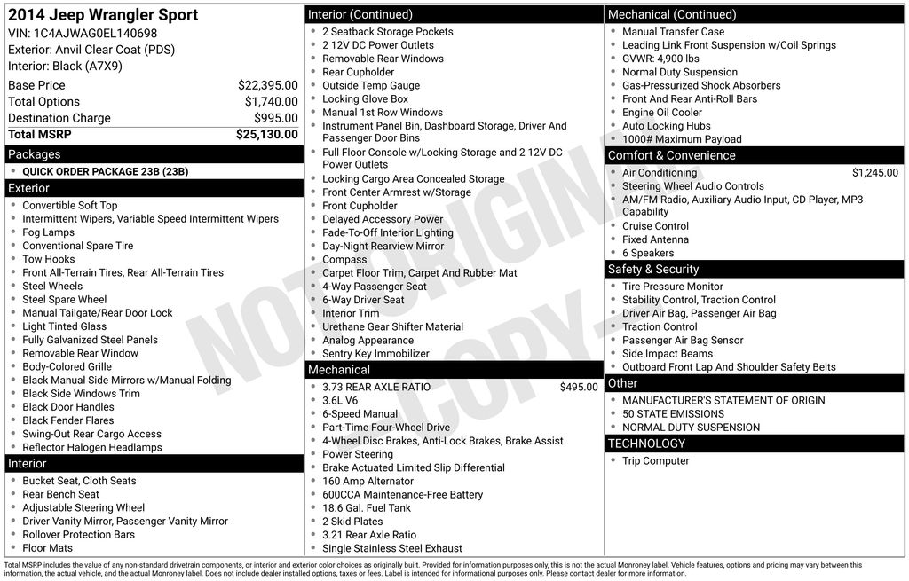 Used Car 2014 Jeep Wrangler  For Sale Under $20,000 In Austin, Texas