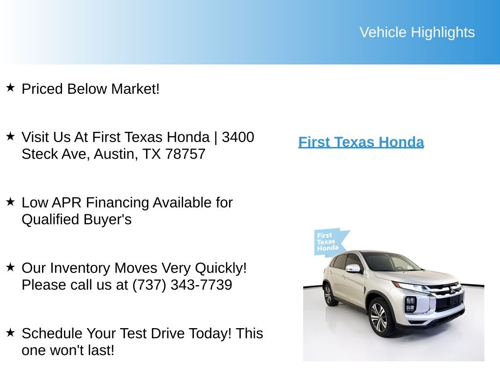Used Car 2021 Mitsubishi Outlander Sport  2.0 Se For Sale Under $12,000 In Austin, Texas