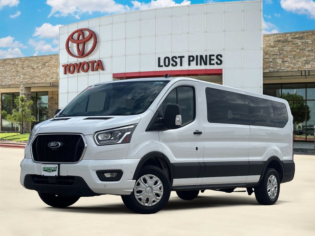 Oxford White 2023 Ford Transit Passenger 350 XLT Low Roof LB RWD Van Rear-Wheel Drive