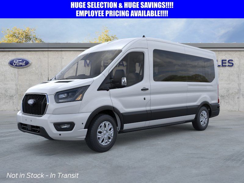 Oxford White 2026 Ford Transit Passenger 350 XLT Medium Roof LB RWD Van Rear-Wheel Drive