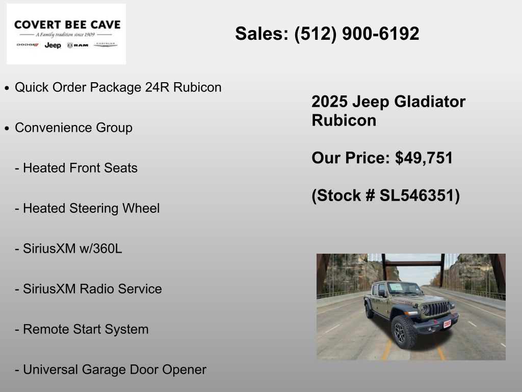 New Car 2025 Jeep Gladiator  Rubicon For Sale Under $50,000 In Austin, Texas