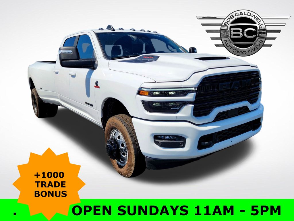 Bright White Clearcoat 2026 RAM 3500 Laramie Crew Cab LB DRW 4WD Pickup Truck Four-Wheel Drive 8-Speed Automatic