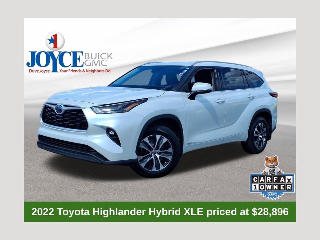 White (Wind Chill Pearl) 2022 Toyota Highlander Hybrid SUV / Crossover All-Wheel Drive Continuously Variable Transmission