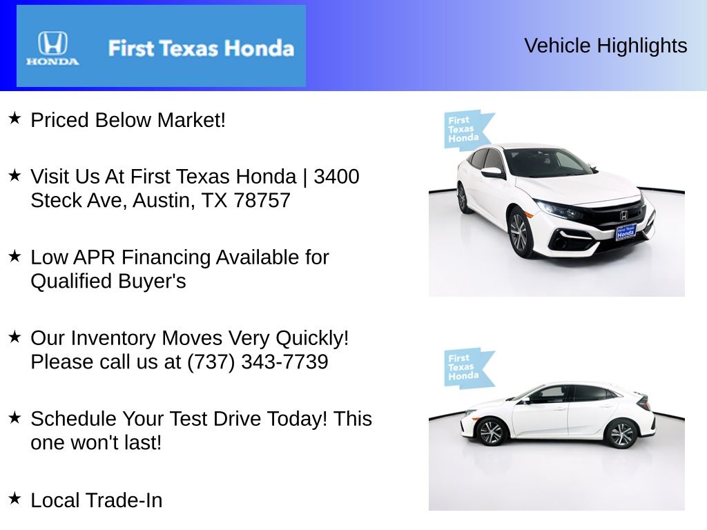 Used Car 2021 Honda Civic  Lx For Sale Under $20,000 In Austin, Texas
