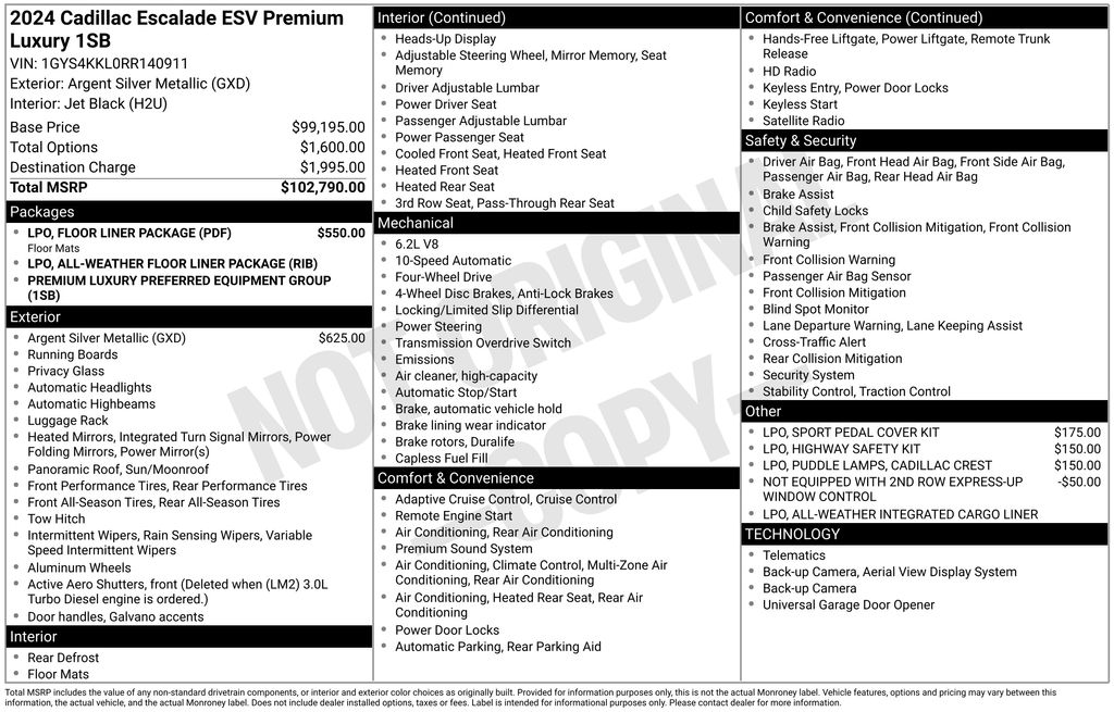 Used Car 2024 Cadillac Escalade Esv  Premium For Sale Under $80,000 In Austin, Texas