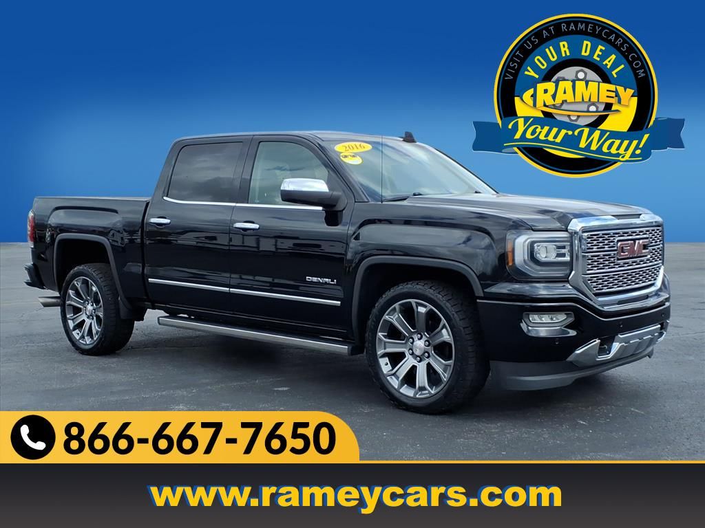 Onyx Black 2016 GMC Sierra 1500 Denali Crew Cab 4WD Pickup Truck Four-Wheel Drive 8-Speed Automatic Overdrive