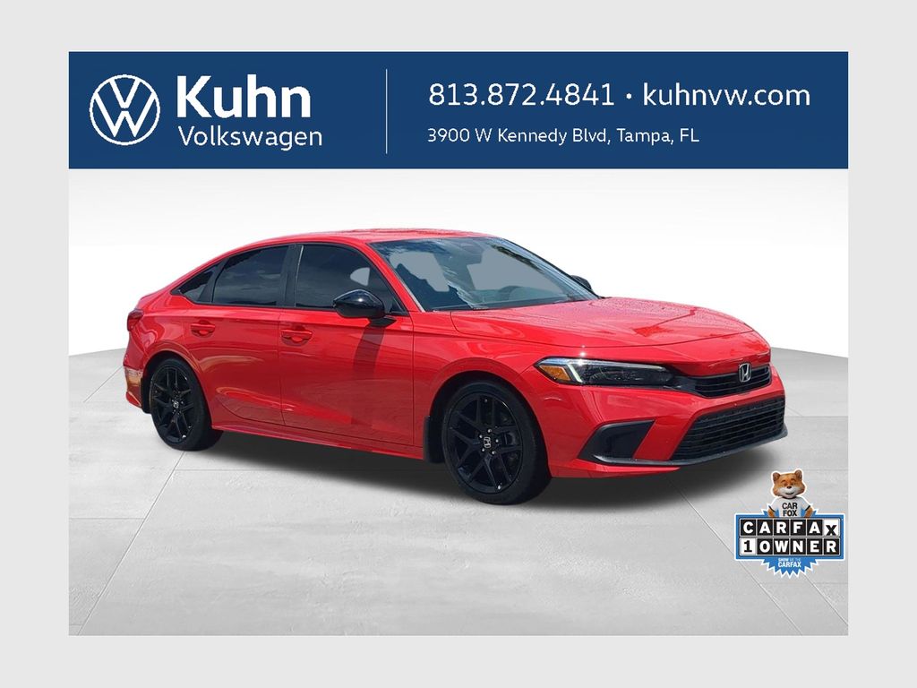 Rallye Red 2022 Honda Civic Sedan Front-Wheel Drive Continuously Variable Transmission