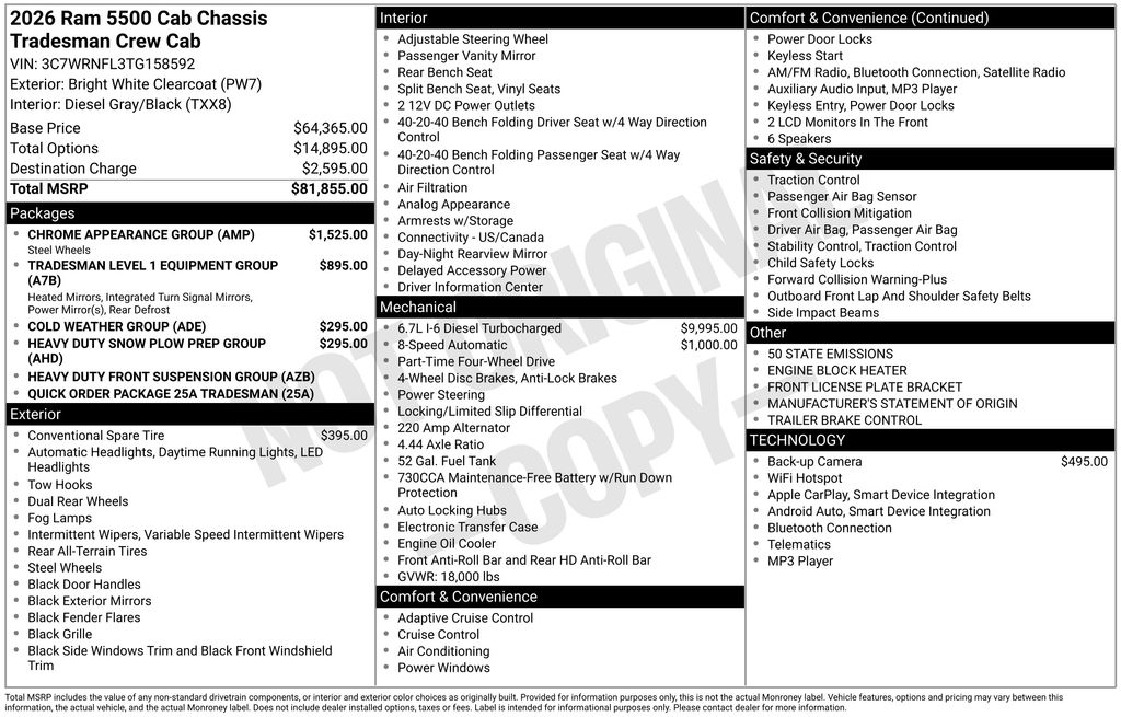 new 2026 Ram 5500HD car, priced at $95,864