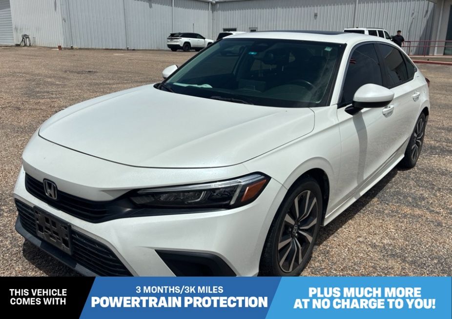 White 2022 Honda Civic Sedan Front-Wheel Drive Continuously Variable Transmission