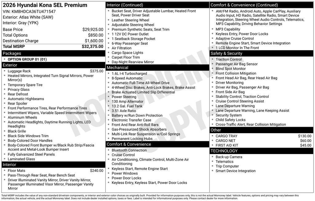 New 2026 White Hyundai SEL Premium image 2