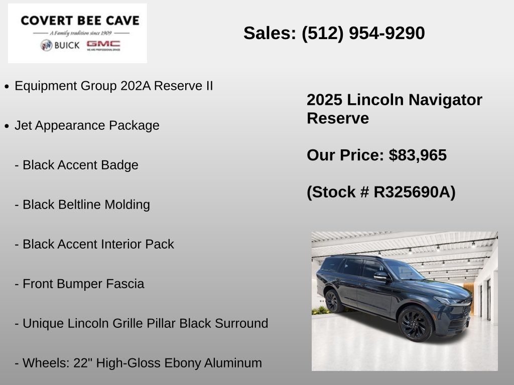 Used Car 2025 Lincoln Navigator  Reserve For Sale Under $90,000 In Austin, Texas