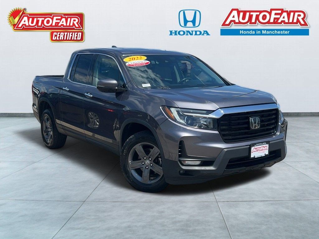 Gray (Modern Steel Metallic) 2022 Honda Ridgeline Pickup Truck All-Wheel Drive 9-Speed Automatic