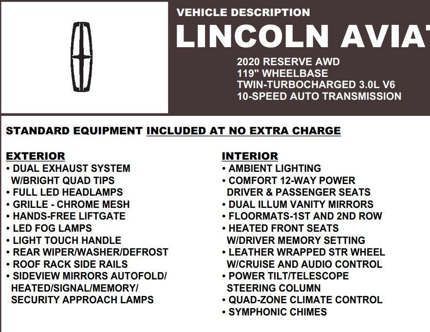 2020 Lincoln Aviator Reserve photo