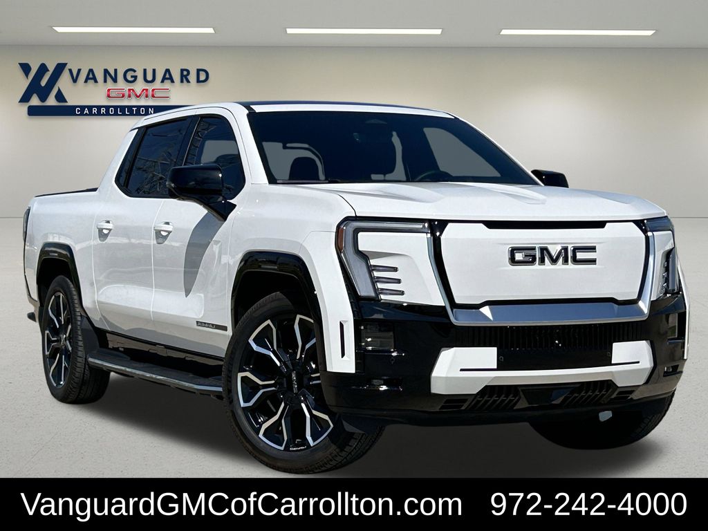 Summit White 2025 GMC Sierra EV Denali Crew Cab (Max Range) e4WD Pickup Truck All-Wheel Drive 1-Speed Automatic