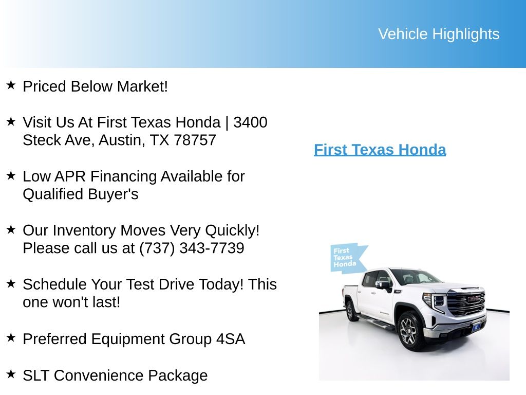 Used Car 2024 Gmc Sierra 1500  Slt For Sale Under $60,000 In Austin, Texas