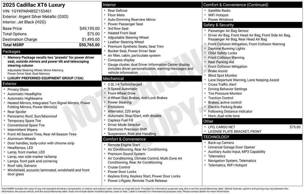 New Car 2025 Cadillac Xt6  Luxury For Sale Under $40,000 In Austin, Texas