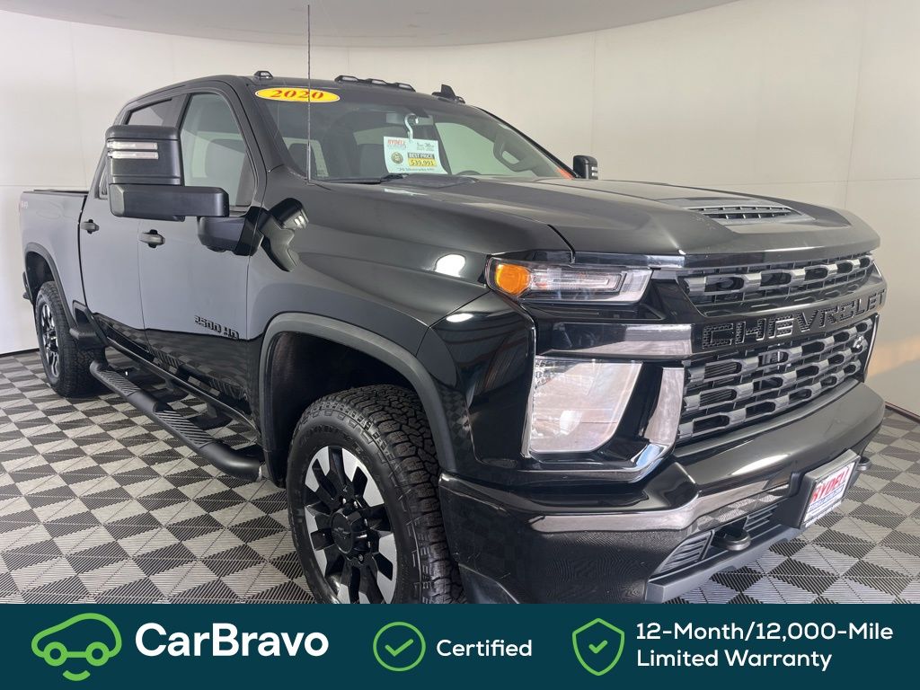 Black 2020 Chevrolet Silverado 2500HD Custom Crew Cab 4WD Pickup Truck Four-Wheel Drive 6-Speed Automatic