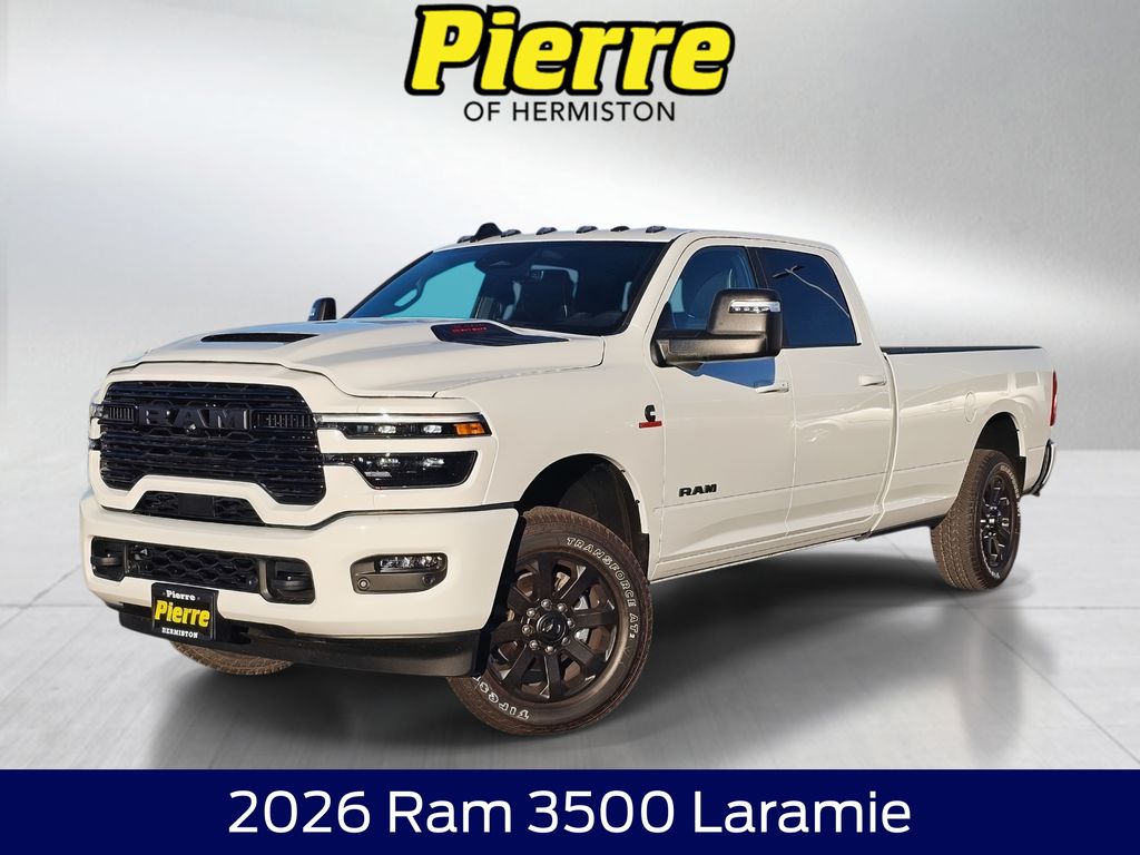 Bright White Clearcoat 2026 RAM 3500 Laramie Crew Cab LB 4WD Pickup Truck Four-Wheel Drive 8-Speed Automatic