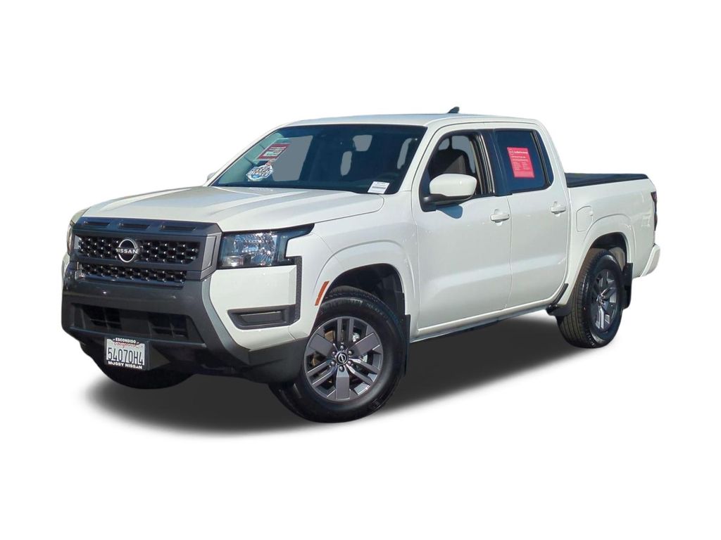 Glacier White 2025 Nissan Frontier SV Crew Cab RWD Pickup Truck 4X2 9-Speed Automatic Overdrive