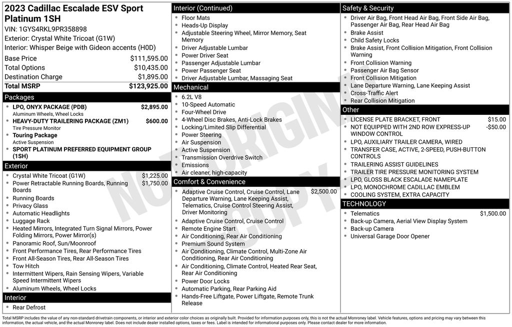 2023 Cadillac Escalade ESV Sport Platinum