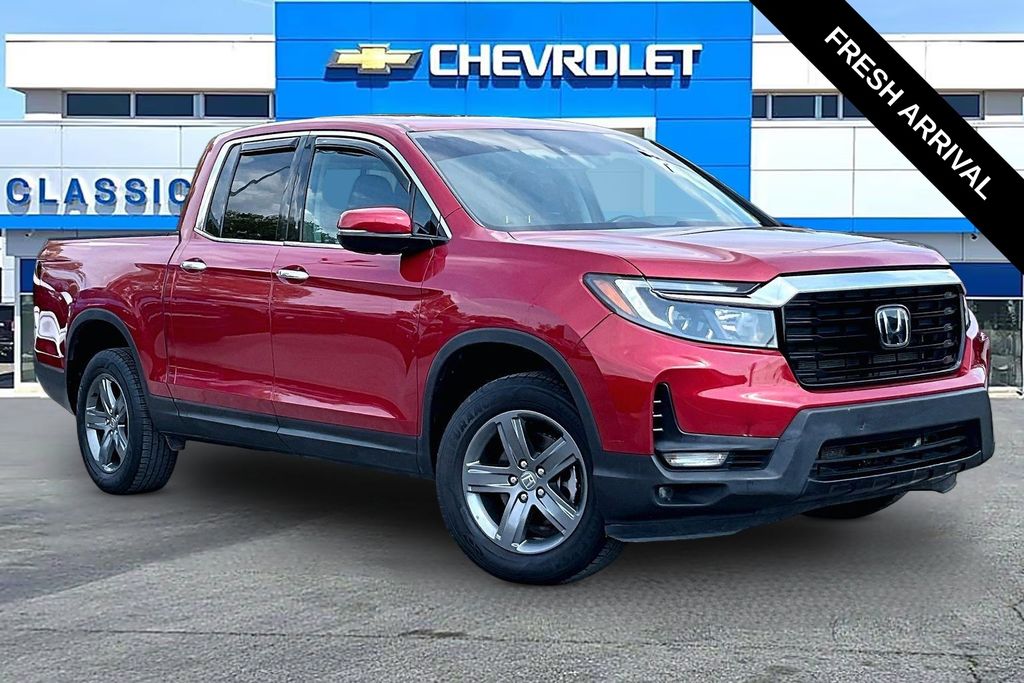 Red 2022 Honda Ridgeline Pickup Truck All-Wheel Drive 9-Speed Automatic