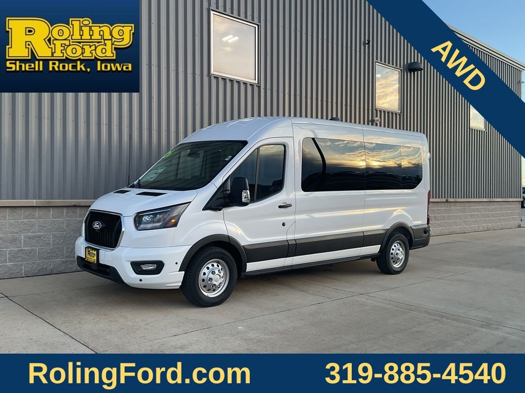 Oxford White 2026 Ford Transit Passenger 350 XLT Medium Roof LB AWD Van All-Wheel Drive