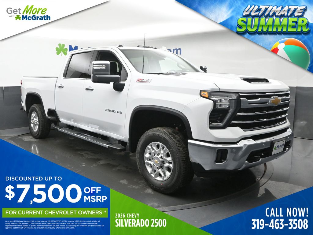 Summit White 2026 Chevrolet Silverado 2500HD LTZ Crew Cab 4WD Pickup Truck Four-Wheel Drive Automatic