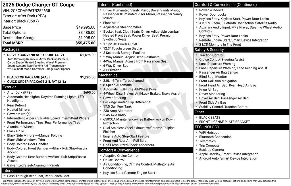 new 2026 Dodge Charger car, priced at $52,701