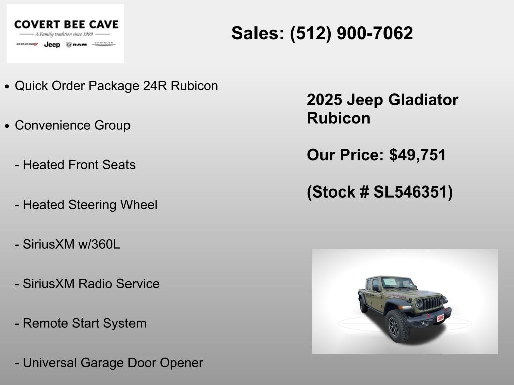 New Car 2025 Jeep Gladiator  Rubicon For Sale Under $50,000 In Austin, Texas