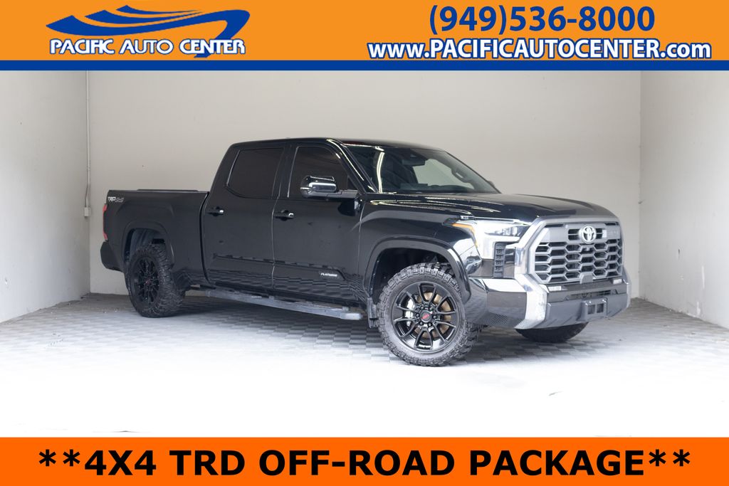Midnight Black Metallic 2024 Toyota Tundra Platinum CrewMax Cab LB 4WD Pickup Truck Four-Wheel Drive Automatic