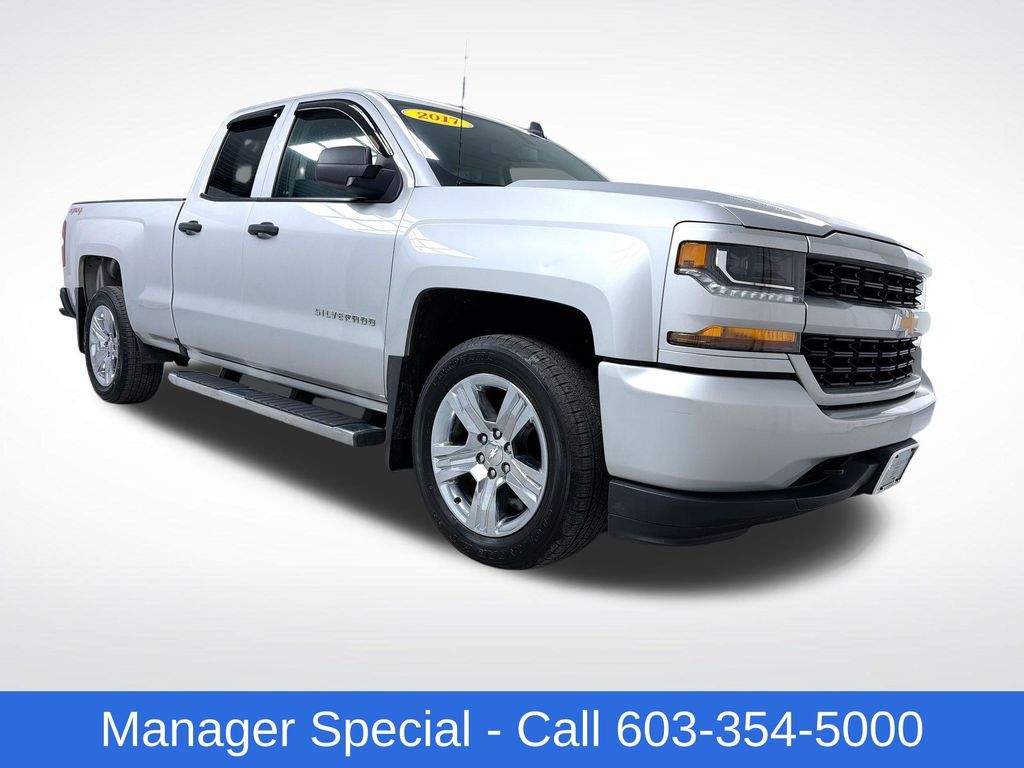 Silver Ice Metallic 2017 Chevrolet Silverado 1500 Custom Double Cab 4WD Pickup Truck Four-Wheel Drive 6-Speed Automatic Overdrive