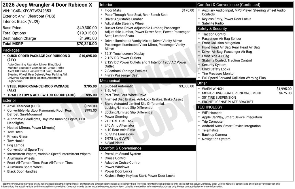 new 2026 Jeep Wrangler car, priced at $65,850