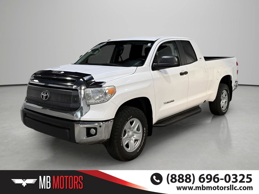 White 2014 Toyota Tundra SR5 Double Cab 4.6L 4WD Pickup Truck Four-Wheel Drive 6-Speed Automatic Overdrive