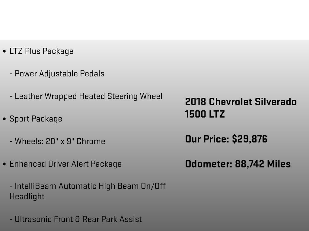 2018 Chevrolet Silverado 1500 LTZ White at Phil Fitts Ford