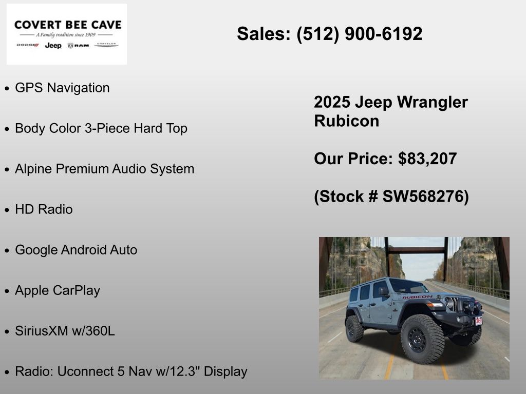 New Car 2025 Jeep Wrangler  Rubicon For Sale Under $90,000 In Austin, Texas