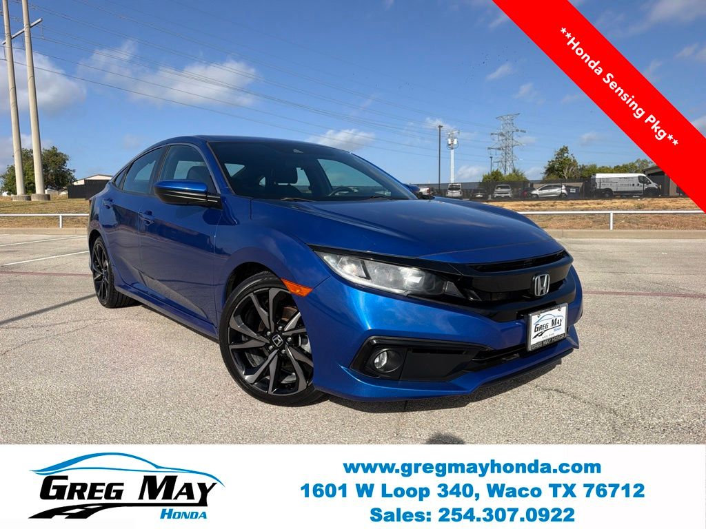 Aegean Blue Metallic 2020 Honda Civic Sedan Front-Wheel Drive Continuously Variable Transmission
