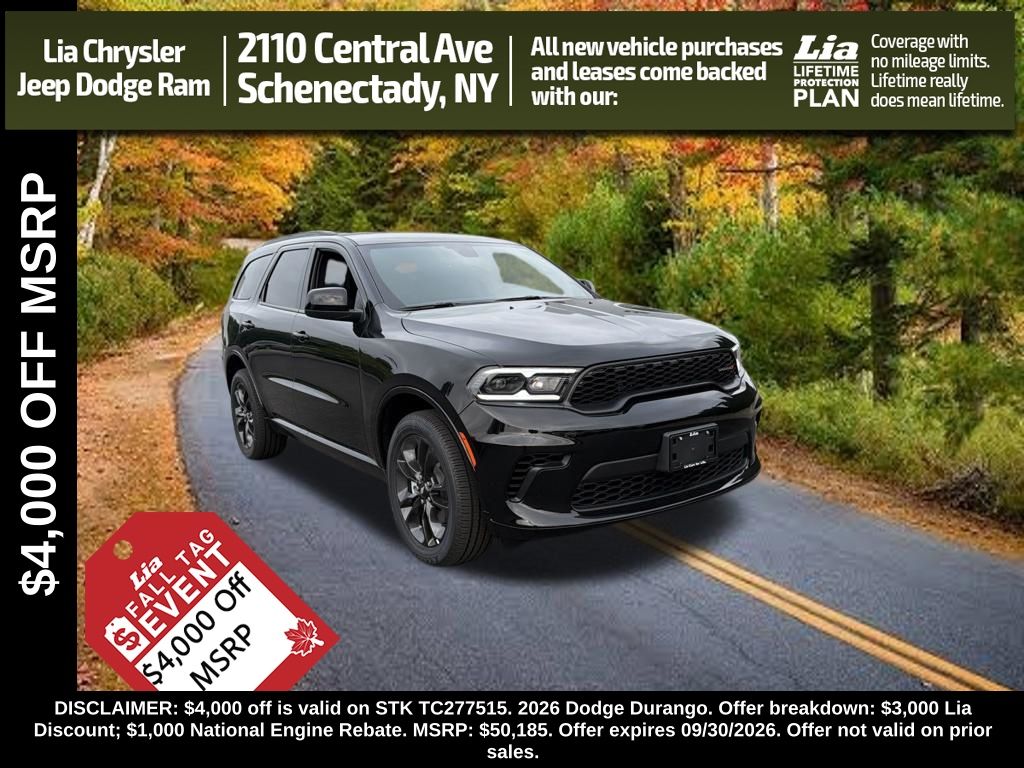 DB Black Crystal Clearcoat 2026 Dodge Durango SUV / Crossover All-Wheel Drive 8-Speed Automatic