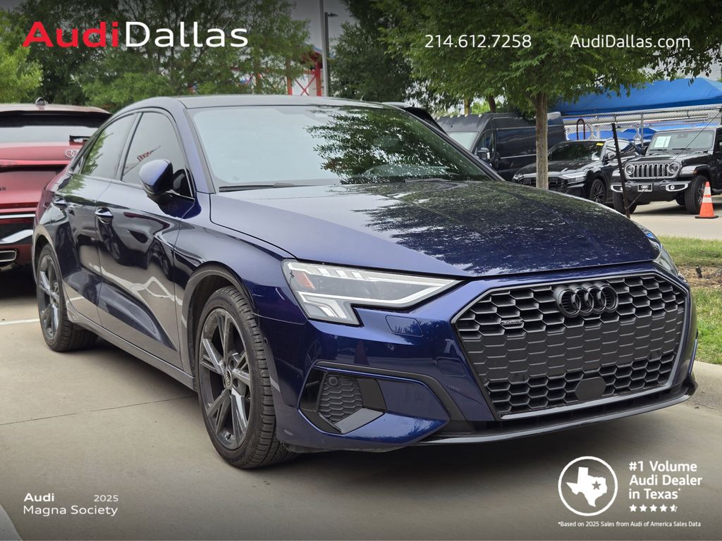 Navarra Blue Metallic 2024 Audi A3 40 TFSI quattro Premium Plus AWD Sedan All-Wheel Drive 7-Speed Automatic