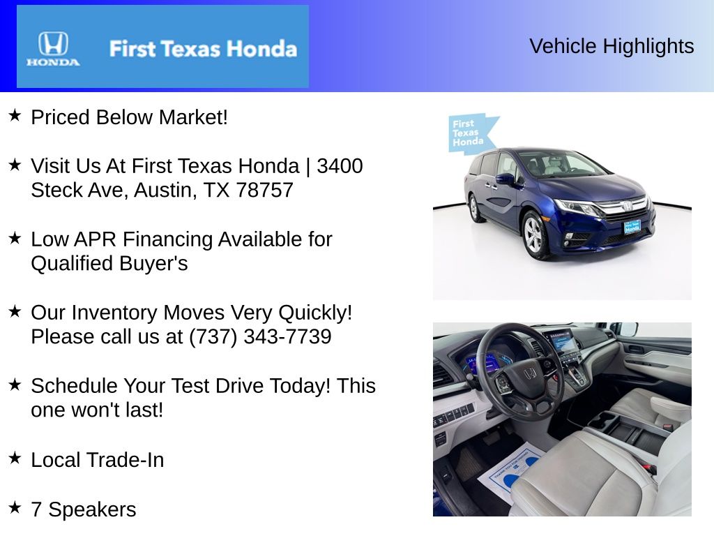 Used Car 2019 Honda Odyssey  Ex-l For Sale Under $25,000 In Austin, Texas