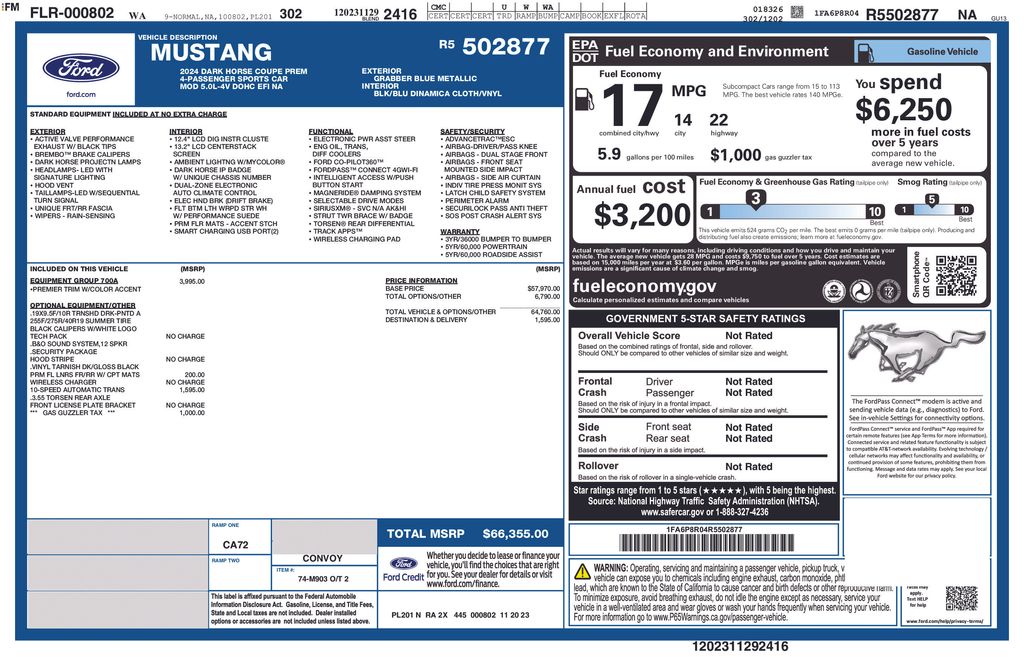2024 Ford Mustang Dark Horse Fastback