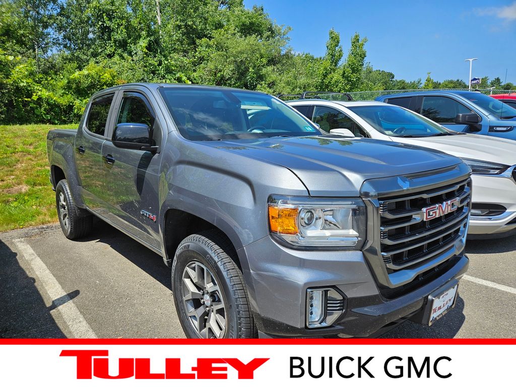 Gray (Satin Steel Metallic) 2022 GMC Canyon Pickup Truck Four-Wheel Drive 8-Speed Automatic